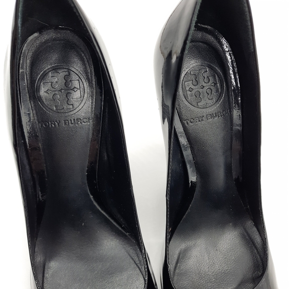TORY BURCH Patent Leather Colin Pumps Glitter Heel Witchy Office Evening Black 7 - Picture 7 of 13